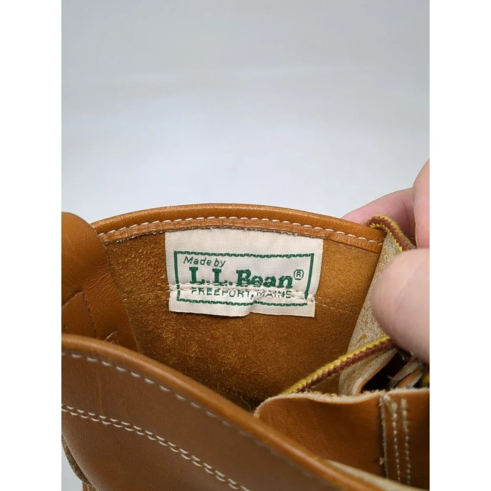 LL Bean Women's Size‎ 7 Leather Duck Boots Made in USA Tan Blue 6